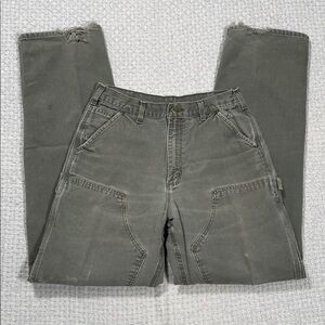 Carhartt VTG Carpenter Work Pants Dungaree Fit Double Knee Beat Up Moss 32x36
